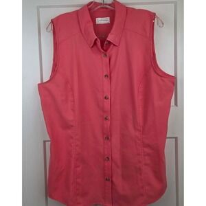 Gander Mountain Guide Series Women XL Coral Pink Sleeveless Hiking Fishing Shirt